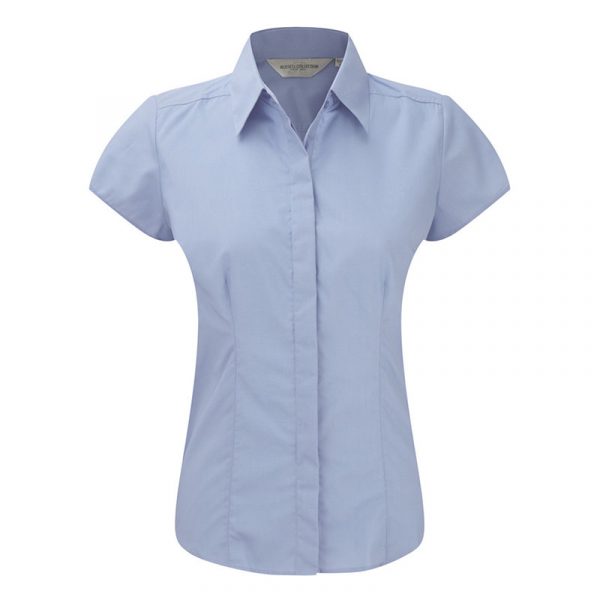 Ladies’ Cap Sleeve Polycotton Easy Care Fitted Poplin Shirt