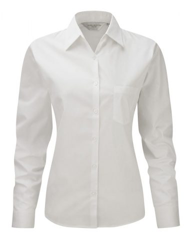 Ladies’ Long Sleeve Pure Cotton Easy Care Poplin Shirt